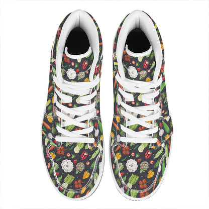 Colorful Vegetable Pattern Print High Top Leather Sneakers