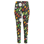 Colorful Vegetable Pattern Print High-Waisted Pocket Leggings