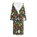 Colorful Vegetable Pattern Print Hooded Bathrobe