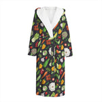 Colorful Vegetable Pattern Print Hooded Bathrobe