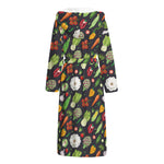 Colorful Vegetable Pattern Print Hooded Bathrobe