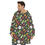 Colorful Vegetable Pattern Print Hoodie Blanket