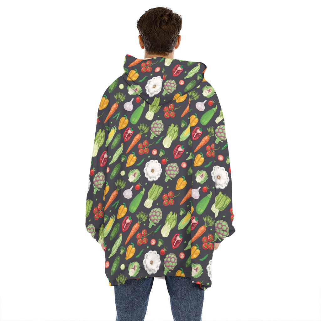 Colorful Vegetable Pattern Print Hoodie Blanket