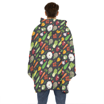 Colorful Vegetable Pattern Print Hoodie Blanket