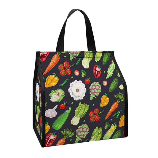 Colorful Vegetable Pattern Print Insulated Lunch Tote