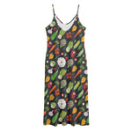 Colorful Vegetable Pattern Print Jersey Midi Cami Dress