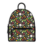 Colorful Vegetable Pattern Print Leather Backpack