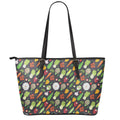 Colorful Vegetable Pattern Print Leather Tote Bag With Zipper