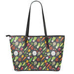 Colorful Vegetable Pattern Print Leather Tote Bag
