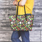 Colorful Vegetable Pattern Print Leather Tote Bag