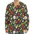 Colorful Vegetable Pattern Print Long Sleeve Baseball Jersey
