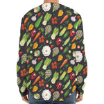 Colorful Vegetable Pattern Print Long Sleeve Baseball Jersey