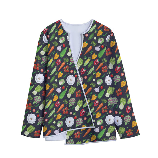 Colorful Vegetable Pattern Print Long Sleeve Short Coat