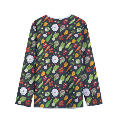 Colorful Vegetable Pattern Print Long Sleeve Short Coat