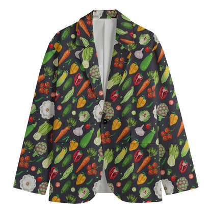 Colorful Vegetable Pattern Print Men's Blazer