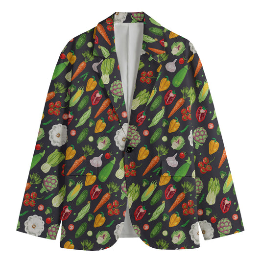 Colorful Vegetable Pattern Print Men's Blazer