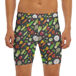 Colorful Vegetable Pattern Print Men's Long Boxer Briefs