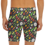 Colorful Vegetable Pattern Print Men's Long Boxer Briefs