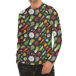 Colorful Vegetable Pattern Print Men's Long Sleeve Rash Guard