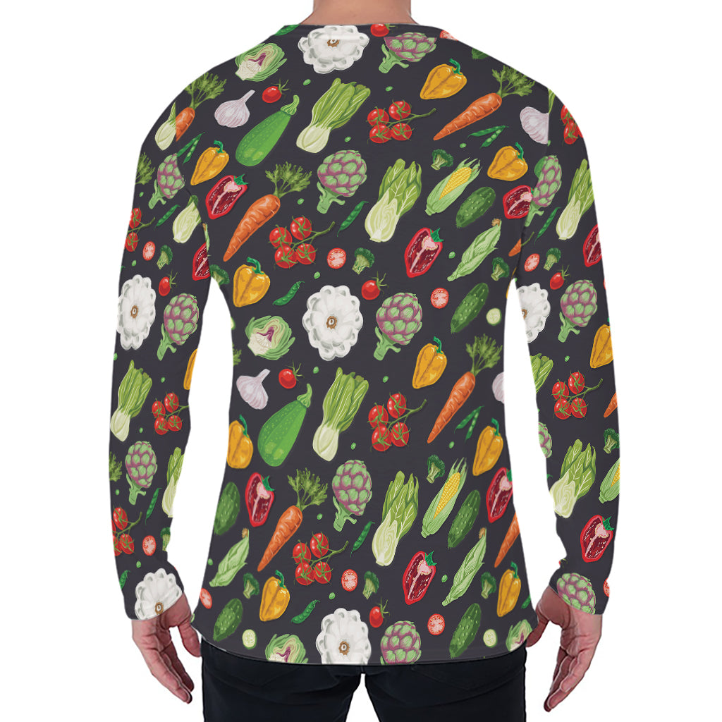 Colorful Vegetable Pattern Print Men's Long Sleeve T-Shirt
