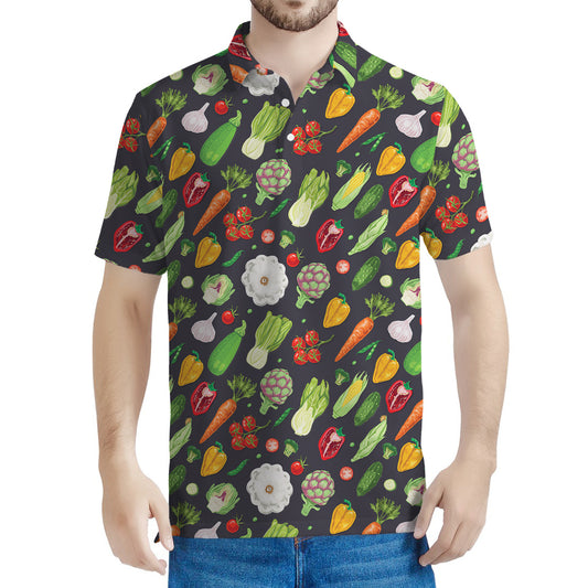 Colorful Vegetable Pattern Print Men's Polo Shirt