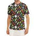 Colorful Vegetable Pattern Print Men's Short Sleeve Rash Guard