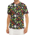 Colorful Vegetable Pattern Print Men's Short Sleeve Rash Guard
