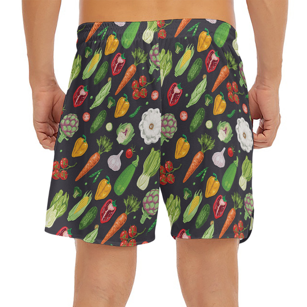 Colorful Vegetable Pattern Print Men's Split Running Shorts