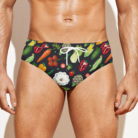 Colorful Vegetable Pattern Print Men's Swim Briefs