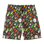 Colorful Vegetable Pattern Print Men's Swim Trunks
