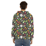 Colorful Vegetable Pattern Print Men's Velvet Pullover Hoodie