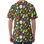 Colorful Vegetable Pattern Print Men's Velvet T-Shirt