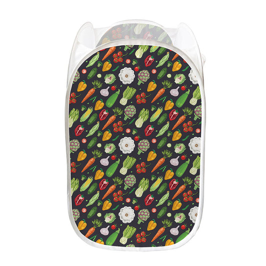 Colorful Vegetable Pattern Print Mesh Laundry Hamper