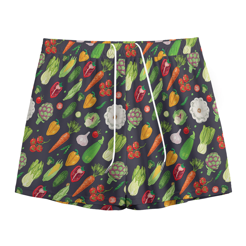 Colorful Vegetable Pattern Print Mesh Shorts
