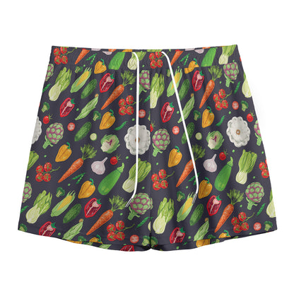 Colorful Vegetable Pattern Print Mesh Shorts