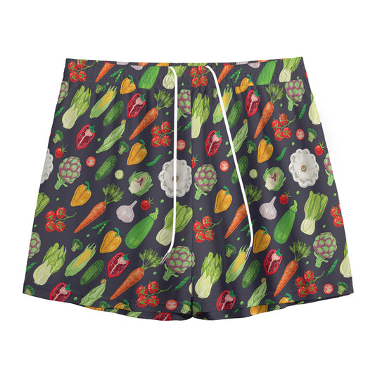 Colorful Vegetable Pattern Print Mesh Shorts