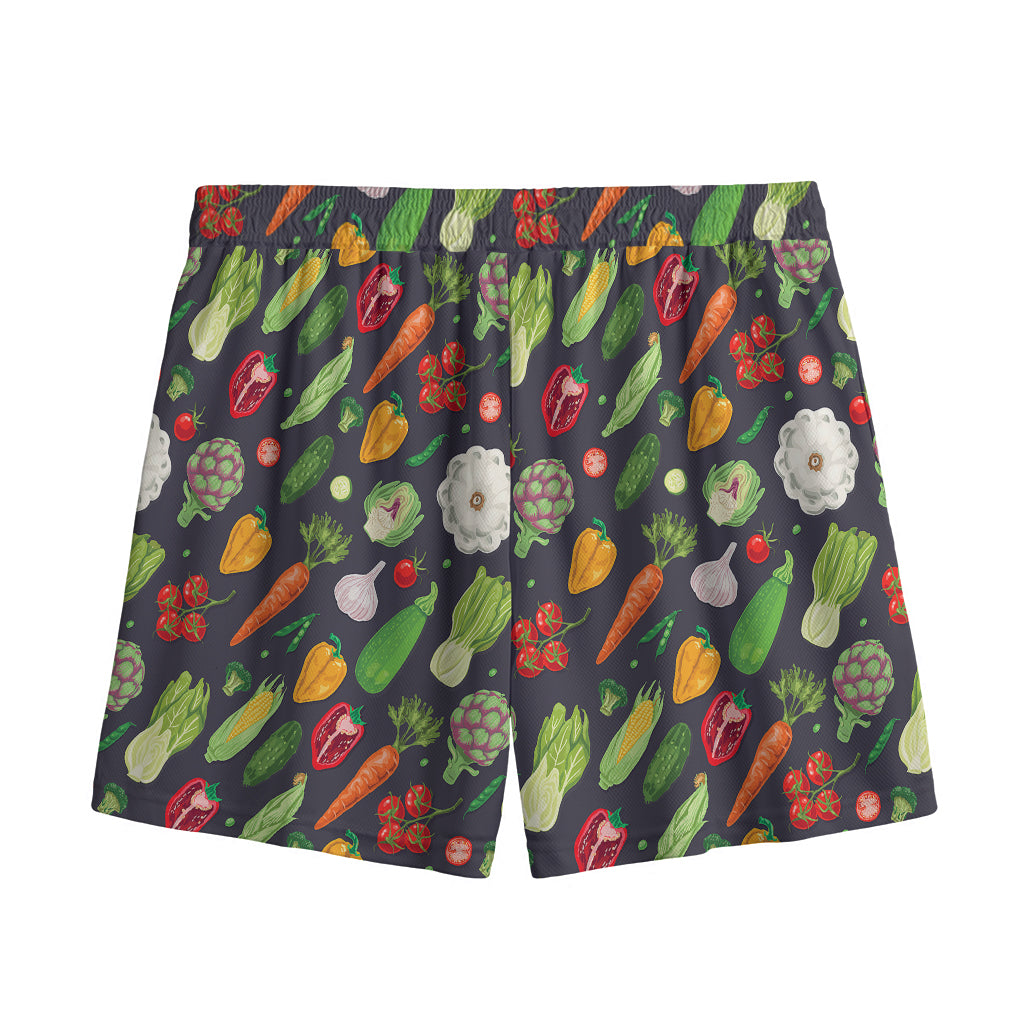 Colorful Vegetable Pattern Print Mesh Shorts