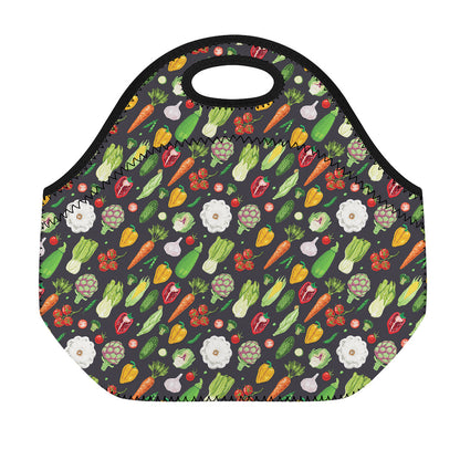 Colorful Vegetable Pattern Print Neoprene Lunch Bag