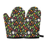 Colorful Vegetable Pattern Print Oven Mitts