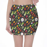 Colorful Vegetable Pattern Print Pencil Mini Skirt