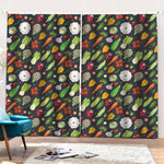 Colorful Vegetable Pattern Print Pencil Pleat Curtains
