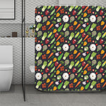 Colorful Vegetable Pattern Print Polyester Shower Curtain
