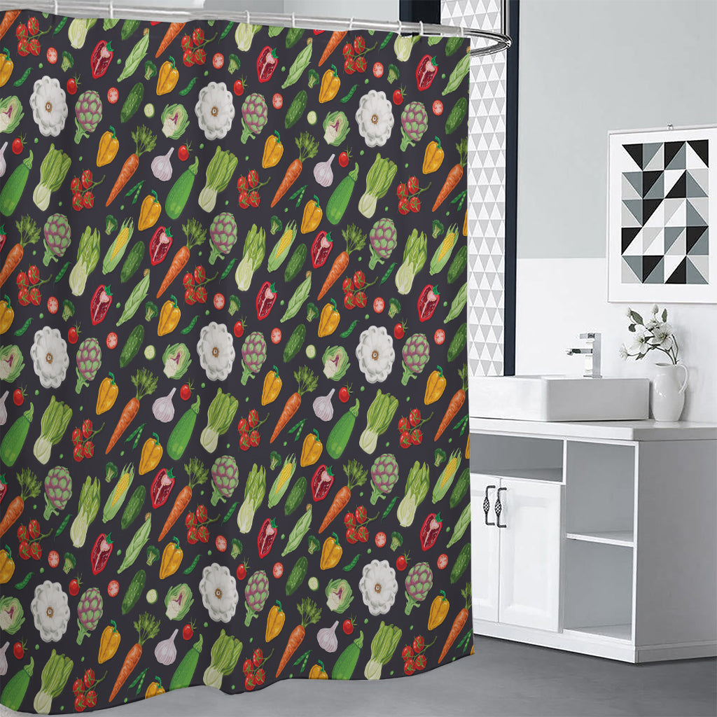 Colorful Vegetable Pattern Print Premium Shower Curtain