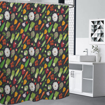 Colorful Vegetable Pattern Print Premium Shower Curtain