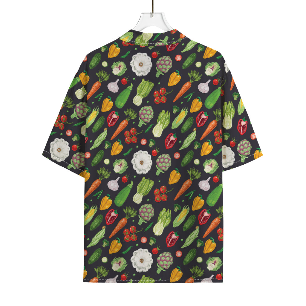 Colorful Vegetable Pattern Print Rayon Hawaiian Shirt
