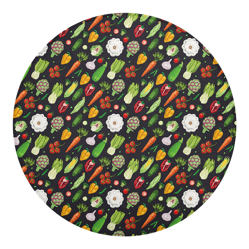 Colorful Vegetable Pattern Print Round Blanket