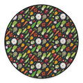 Colorful Vegetable Pattern Print Round Floor Mat
