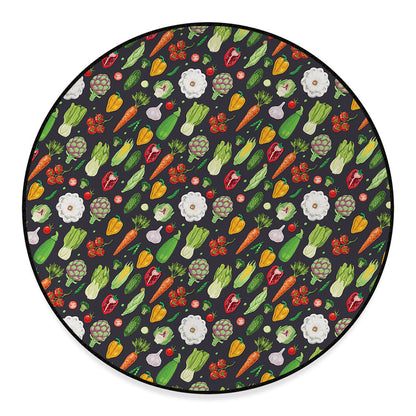 Colorful Vegetable Pattern Print Round Floor Mat