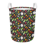 Colorful Vegetable Pattern Print Round Laundry Basket