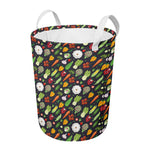 Colorful Vegetable Pattern Print Round Laundry Basket